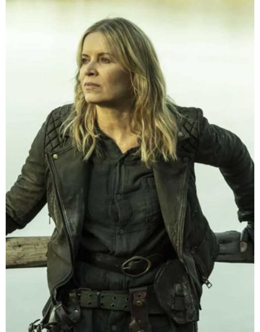 Kim Dickens Fear Walking Dead 2023 Madison Clark Black Leather Jacket